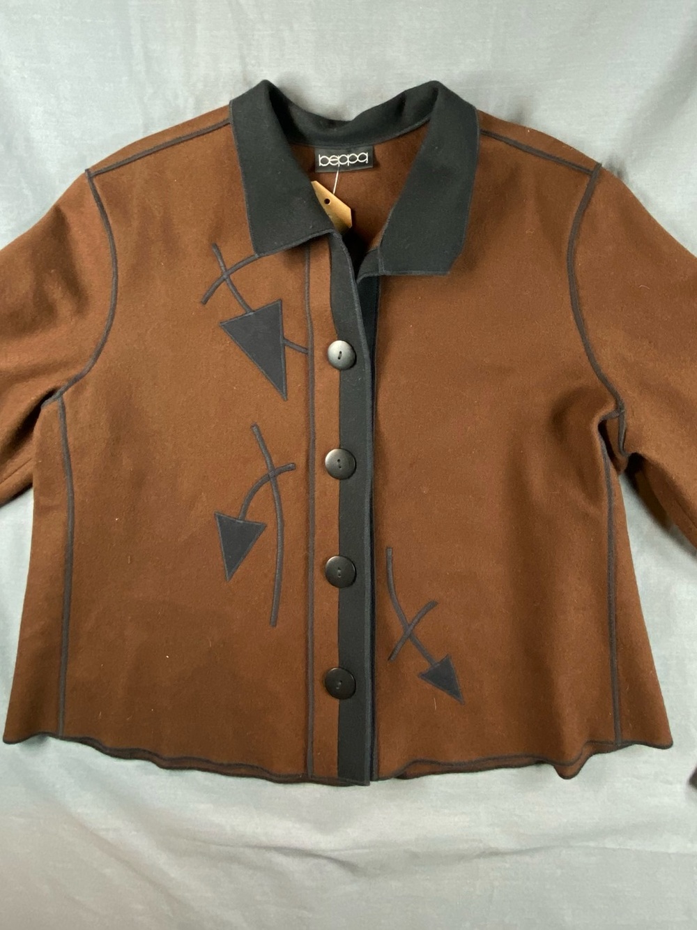 Vintage Beppa Brown & Black Button-Front Wool Women's Jacket